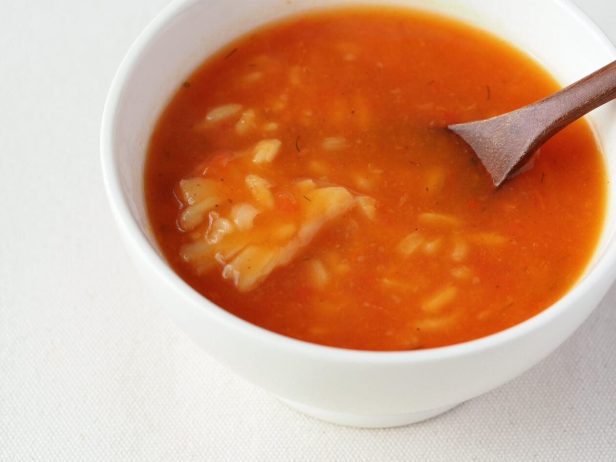無印良品トマトとお米のスープの中に入っていた塊の画像
