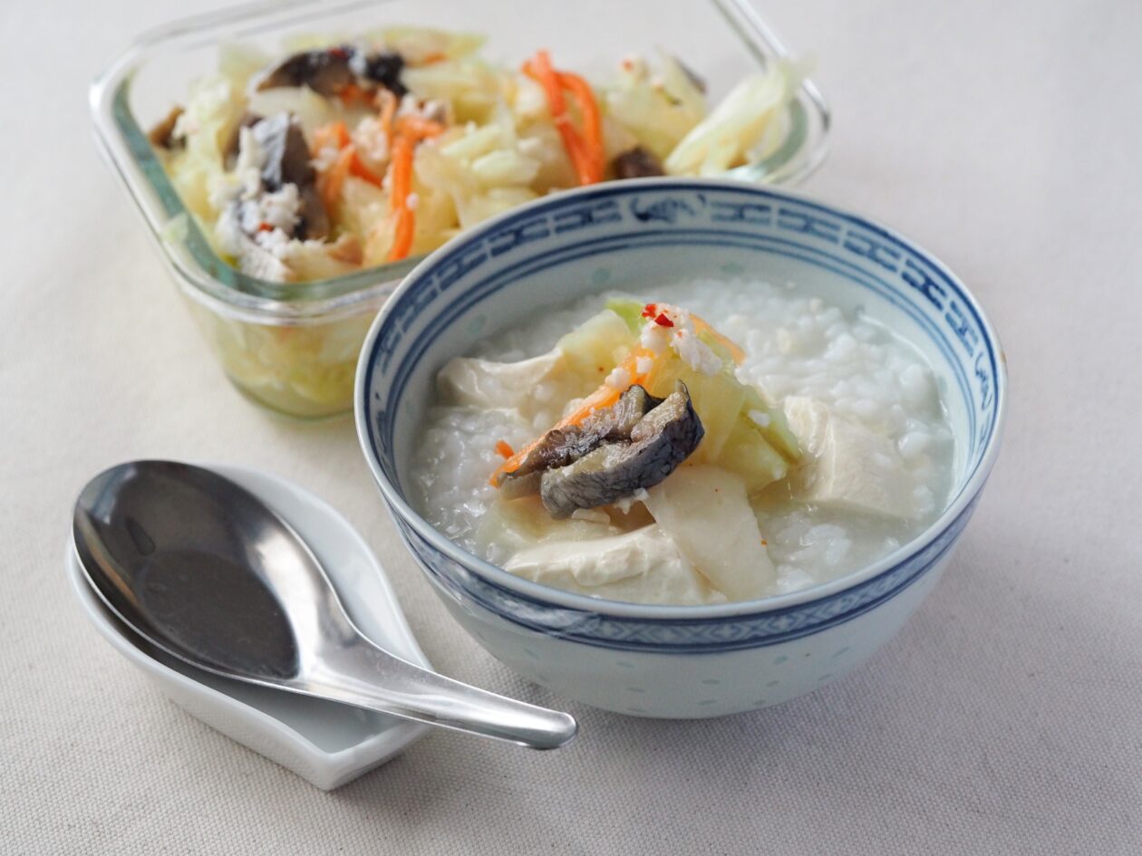 にしん漬けのせ豆腐粥のアップの写真